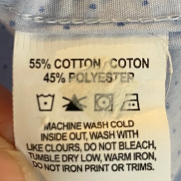 Sondergaard Copenhagen LS Button Down Fitted Polka Dot Print Shirt Blue Sz 16.5 - Picture 10 of 12